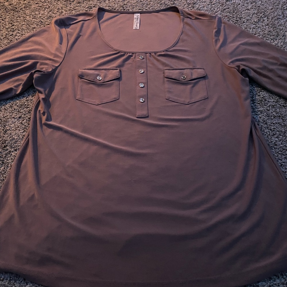Women's Button-Front Top in Brown